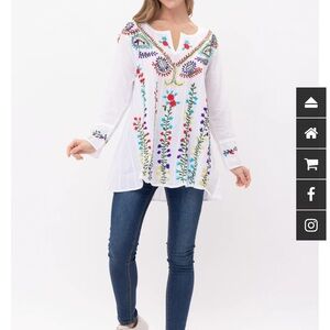 RAJ BELLE FLORAL EMBROIDERED DETAIL‎ TUNIC medium